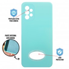 Capa para Samsung Galaxy A72 - Case Silicone Safe Glass Azul Claro